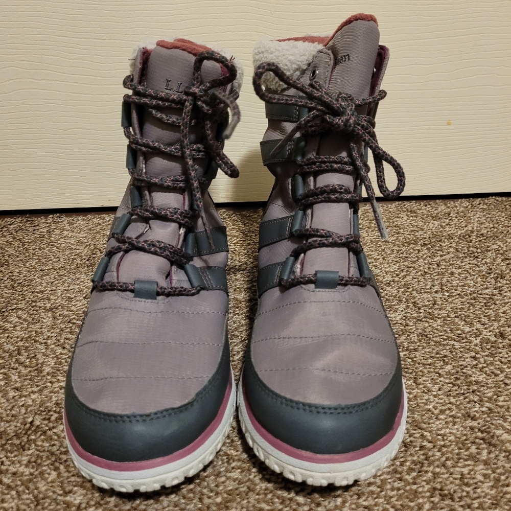 L.L.Bean Women Ultralight Quilted Insulated Waterproof  Boots Size 9 Gray Tek2.5 - Picture 2 of 10